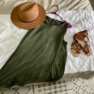 Suede olive tank top dress